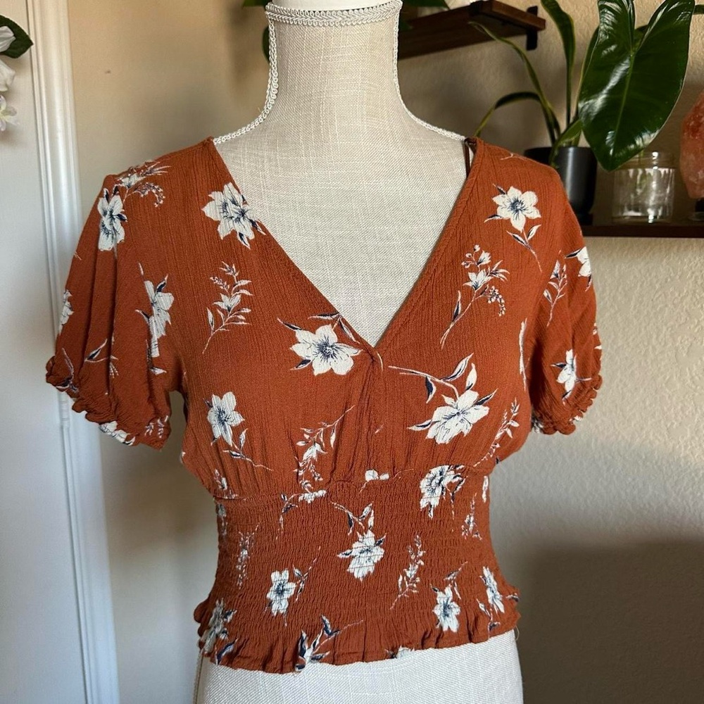 Paper Crane Rust Floral Blouse